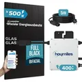 SUNNIVA® 500W Balkonkraftwerk BIFAZIAL FULLBLACK komplett Steckdose HOYMILES 400 Watt Wechselrichter, Komplettset 1x 500W PV Solaranlage Solarmodule