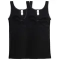 HERMKO 15804740 2er Pack Damen BH-Hemd aus 100% Bio-Baumwolle, Farbe:schwarz, Größe:44/46 (L)