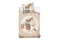 MTOnlinehandel Kinderbettwäsche Fuchs & Hase, Mako-Satin in 135x200 + 80x80 cm, 100% Baumwolle, 2 teilig, Bettwäsche-Set für Mädchen und Jungen, weich, sanft, Herbst, Blätter