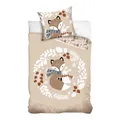 Kinder Bettwäsche Set 135x200 80x80 cm · Fuchs & Hase Herbst Motiv · 100% Bau...