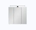 Pelipal Badezimmer-Spiegelschrank Quickset 374 in Eiche Ribbeck quer Nachbildung mit LED-Beleuchtung, 60 cm breit | Badschrank mit Spiegel, 3 Türen und 6 Einlegeböden