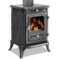 - Kleiner Gusskaminofen Modell JA001, Holz&Kohle - 7kW - Schwarz