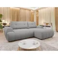 MIRJAN24 Ecksofa Fiorano, mit Bettkasten und Schlaffunktion, Rückenlehne in Form beweglicher Kissen grau