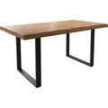 DELIFE Esstisch Edge, Akazie Natur 160x90 XL Kufe Schwarz Live-Edge Esstisch beige Baumkante Rechteck, Plattenstärke: 5,5 cm | 160 cm x 77 cm x 90 cm