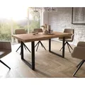 DELIFE Esstisch Edge 160x90 XL Akazie Natur Kufe Schwarz Live-Edge, Esstische, Baumkantenmöbel, Massivholzmöbel, Massivholz