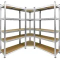 ECD-Germany Lagerregal, Silber, Metall, Rechteckig, 40x180x90 cm, Freizeit, Heimwerken, Werkstatt