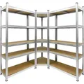 Regalsystem 3er Set, 2 Lagerregale 180x90x40 Cm Mit Eckregal 180x70x40 Cm, Verzinkt Metallregale 15 Böden Aus Mdf Holz, Belastbar Bis 750kg/regal, Schwerlastregal Steckregal Kellerregal - Ecd Germany