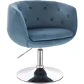 Svita Panama Retro Loungestuhl Polsterstuhl Cocktailsessel Tellerfuß Metall Samt Blau