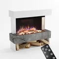 GLOW FIRE Kaminofen PR5 mit realistischem 3D E-Motion LED-Feuer - Stand-Elektrokamin mit Heizung und Kaminfeuer & Timer, max. 1500 W, 111x103,8x35 cm, Weiß (Marmor)