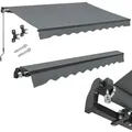 Juskys Markise 250 x 200 cm - Beschattung Terrasse & Balkon - Gelenkarmmarkise mit Kurbel & Halterung - Sonnenschutz Balkonmarkise Gelenkmarkise Grau - Grau/Schwarz