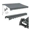 Juskys Markise 250 x 200 cm für Terrasse & Balkon - mit Kurbel & Halterung - Gelenkarmmarkise Grau