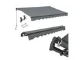 Juskys Markise 250 x 200 cm für Terrasse & Balkon - mit Kurbel & Halterung - Gelenkarmmarkise Grau