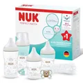 NUK Perfect Match Perfect Start Babyflaschen Geschenkset für Neugeborene | 0–6 Monate | 4 x Anti-Kolik-Flaschen (150 ml, 260 ml), 2x Sauger, 1x Air Schnuller, 1x Flaschenbürste | Regenbogen | 8 Stück