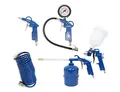 HYUNDAI Kompressor Zubehör SET ACZ55901 (Druckluft Zubehör SET, 5-teilig, bestehend aus Spiralschlauch, Spritzpistole, Sprühpistole, Reifenfüller, Ausblaspistole)