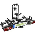 EUFAB 11523 Fahrradträger PREMIUM 2 Plus, E-Bike geeignet, für große Heckklappen, komplett vormontiert, Diebstahlschutz, 2 Fahrräder, Anhängekupplung, Schwarz/Grau, (BxHxT) ca. 115x67x61 cm