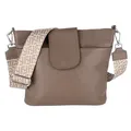 MIRROSI® Umhängetasche Damen, Echtleder, Made in Italy, BOHO Style30x24,50x9cm (BXHXT) viel Stauraum, Handtasche, Brusttasche, Crossbody Bag (1 Tasche & 2 Gurte) (Taupe (Netz))