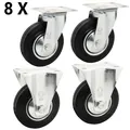 8 x Vollgummi Lenkrolle Transportrolle Schwerlastrolle Rolle Ø 160 mm Lenk-Bock