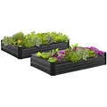 Idmarket - 2er-set Gemüsegartenquadrate Aus Metall Rechteckiges Gestell 80x115 Cm Anthrazitgrau