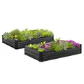 IDMarket - 2er-Set Gemüsegartenquadrate aus Metall rechteckiges Gestell 80x115 cm anthrazitgrau