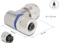 DELOCK 60542 - M12 Steckverbinder A-kodiert 3 Pin Buchse, 90° gewinkelt Metall