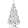 COSTWAY 180cm Künstlicher Weihnachtsbaum, Tannenbaum mit Metallständer, Christbaum PVC Nadeln, Kunstbaum Weihnachten ideal für Zuhause, Büro, Geschäfte und Hotels, Weiß