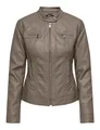 ONLY Damen Onlbandit Faux Leather Biker OTW Noos, Walnut, Numeric_34
