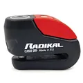 RADIKAL RK10 Bremsscheibenschloss Premium mit Alarm | Aktivierung nach Wahl, 120 dB, LED Warnung Voralarm | Motorrad Schloss SRA-zertifiziert, aus zementiertem Stahl, Doppelverriegelung Ø10, Rot