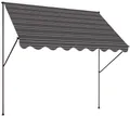Angerer Klemmmarkise Exklusiv mit Handkurbel, Terrasse/Balkon, einfache Montage ohne Bohren, Made in Germany, hochwertiger Stoff, UV-beständig, höhenverstellbar, wasserabweisend, 250 cm Grau-Schwarz