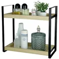 alma home Standregal Badezimmer Organizer - Badregal ohne Bohren 2-Ebenen aus Holz und Metall schwarz als Regal für Bad Aufbewahrung, Kosmetik oder Holzregal für Schminktisch