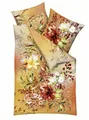 JACK Bettwäsche 155x220cm Philomena Topas Gelb Braun Tropisch Blumen Kaeppel, Renforcé, 2 teilig, Blüten und Blätter mit Farbverlauf