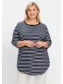 Sheego Longshirt Große Größen mit Streifen und Nacken-Reißverschluss