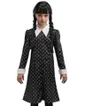 Chaks Kostüm Wednesday für Kinder | Print Kleid Schwarz Weiß - Addams Family 164
