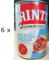 (EUR 9,15 / kg) Rinti Kennerfleisch mit Geflügelherzen Hundenassfutter 6 x 400 g