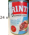 Rinti Kennerfleisch mit Geflügelherzen - 24 x 400 g (€ 5,20/kg) Hundefutter
