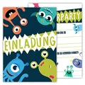 Partycards Einladungskarten Kindergeburtstag Mädchen und Junge, 12 Stck, Postkartenformat A6, Einladungskarten Geburtstag, Einladungskarten Kindergeburtstag Junge