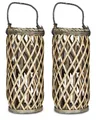 Levandeo® Kerzenlaterne, 2er Set Laterne Windlicht H40cm Holz Weiden Kerzenhalter Garten