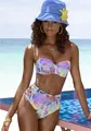 Bügel-Bandeau-Bikini-Top "Varia", in edlen Pastelltönen, Gr. 34 - Cup B, lila bedruckt Cup B