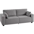 3-Sitzer Sofa, 217 cm Couch mit Breiten Armlehnen, 2 Kissen, Cord-Optik