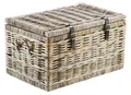 Kobolo Truhe Korbtruhe Sitztruhe - Rattan - grau - mit Staufach - 70x45x40 cm