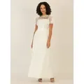 Apart Abendkleid im Materialmix aus weicher Spitze und Chiffon weiß 42