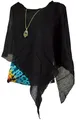 GURU SHOP Lagenlook Poncho, Leichter Poncho, Pixi Poncho - Schwarz, Damen, Baumwolle