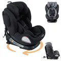FableKids Kinderautositz mit Isofix | 360° drehbar | Autokindersitz | Autositz | Kindersitz i-Size 40-150cm | 5-Punkt-Sicherheitsgurt | 8-fach einstellbare Kopfstütze ECE R129/03 | Schwarz