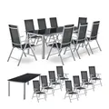 Juskys Aluminium Gartengarnitur Milano Gartenmöbel Set mit Tisch und 8 Stühlen Silber-Grau