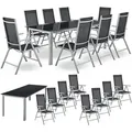 Juskys Aluminium Gartengarnitur Milano Gartenmöbel Set mit Tisch und 8 Stühlen Silber-Grau mit schwarzer Kunstfaser Alu Sitzgruppe Balkonmöbel - Grau/Schwarz