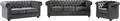Sofa 3-Sitzer & 2-Sitzer & Sessel - Samt - Anthrazit - CHESTERFIELD