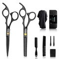 9-teiliges Haarscheren-Set, professionelles Haarschneidescheren-Set mit Schere, Effilierschere, Kamm, Umhang, Clips, schwarzes Friseurscheren-Set für Friseursalon, Zuhause