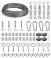 2mm Stahlseil Kit, 30m Drahtseil Edelstahl Spanndraht, Ummantelt Rankhilfe Drahtseil mit ösen Drahtseilklemme, für Kletterpflanzen, String Light Suspension, Wäscheleine Stahlseil