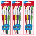 3x 4er Set Faber - Castell Soft Touch Griffstück Pinselset Größen 2, 6, 10, 12