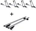 4x Fahrradträger SAGITTAR + Dachträger Rio 120 kompatibel mit für Opel Astra Kombi 92-04