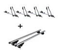 VDP Dachträger, 4x Fahrradträger SAGITTAR + Dachträger Rio 120 kompatibel mit Opel Astra Kombi 92-04